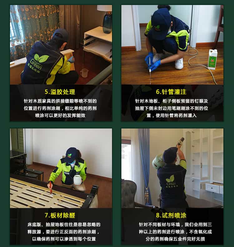 溢膠處理，針管灌注，板材除醛，試劑噴涂